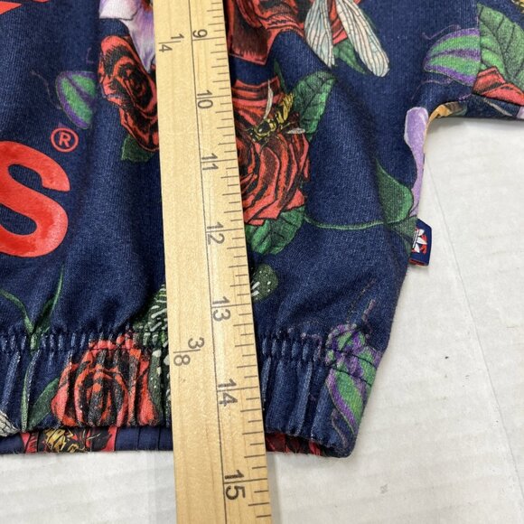 Adidas x Rita Ora Top Womens S Blue‎ Floral Cropped TShirt Athleisure Athletic - Picture 3 of 7